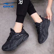 鴻星爾克（ERKE）女鞋跑步運動鞋女秋季紅星輕便網(wǎng)面透氣跑步鞋女休閑旅游鞋子女 黑/白-2340 38