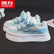 回力女鞋新款清新潮流學(xué)院風(fēng)厚底小白鞋百搭休閑透氣板鞋回力上海女鞋 藍/米 35