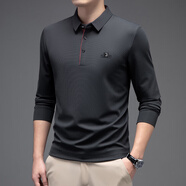 卡帝樂(lè )鱷魚(yú)中年男士無(wú)痕長(cháng)袖T恤翻領(lǐng)春秋季商務(wù)休閑上衣寬松爸爸P 灰色 m100-120斤