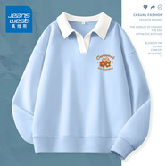 真維斯（JEANSWEST）衛(wèi)衣女春秋季女裝polo衫2025新款外套上衣服小個(gè)子休閑韓版上衣服 天藍(lán) 復(fù)古油畫小花_K M