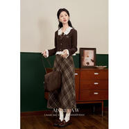 鹿向南「秋日拿鐵」美拉德套裝女秋娃娃領(lǐng)針織衫高腰半身裙兩件套 咖色半身裙 S