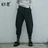 日著設(shè)計(jì)師女裝2024年秋新款百搭寬松顯瘦運(yùn)動(dòng)休閑束腳哈倫長(zhǎng)褲子 綠色 M