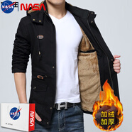 NASA RHUDE聯(lián)名NASA外套男潮流春季休閑衣服夾克秋冬款加絨加厚上衣男裝工裝 黑色 加絨 2XL