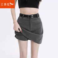 紅蜻蜓防走光西裝短裙女2025夏季新款百搭a字裙包臀裙半身裙子 灰色短裙 L 【108-117斤】