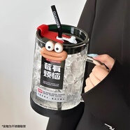 臻廚聚玻璃吸管杯高顏值大容量情侶水杯可愛創(chuàng)意耐高溫男女學(xué)生吸管杯 莓有煩惱-1000ml【不銹鋼吸管】