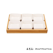 NUOLIKES 竹制干果盤(pán)日式分格陶瓷調味碟零食拼盤(pán)客廳果盤(pán)酒吧ktv點(diǎn)心碟 六格盤(pán)套裝