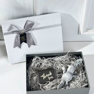 悅匯禮屋 禮品盒 520情人圣誕節禮物圍巾包裝盒禮物盒空盒子生日禮物女生帶燈禮品盒送老婆男女朋友 白蓋禮盒禮袋+拉菲草+賀卡 中號(30*23*6厘米)可裝a4紙手機盒護膚品