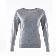 白領(lǐng)女裝 粗紡 羊絨圓領(lǐng)豎拼線長袖針織衫 E-CC21-210 淺灰 170/XL