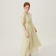 范思藍恩黑色天絲收腰連衣裙女2024夏季新款氣質(zhì)收腰小黑裙12969 嫩芽綠 XS