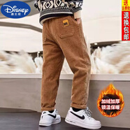 迪士尼（DISNEY）品牌男童燈芯絨一體絨褲子秋冬23款兒童加絨加厚外穿男孩直筒長(zhǎng)褲 卡其一體絨【加絨加厚】 130