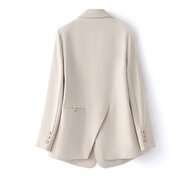 皮爾卡丹（pierre cardin）休閑小西裝外套女2023春秋季新款韓版寬松短款西服女士職業(yè)裝上衣 米白色 L （110-125斤）