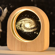 赟婭星空宇航員3D內(nèi)雕白水晶球發(fā)光底座小夜燈創(chuàng)意玻璃球小擺件男女生 銀河系-插電開(kāi)關(guān)