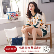 馨愛百年睡衣女夏天短袖純棉韓版休閑甜美女士七分褲家居服可外穿薄款套裝 QH123（短褲套裝） M