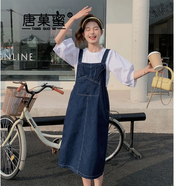 唐菓蜜 牛仔背帶裙女夏季2024新款女裝韓版時(shí)尚百搭甜美顯瘦連衣裙子夏 牛仔背帶裙 M