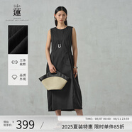 阿依蓮【商場同款】高級感法式連衣裙子女夏季2025新款氣質(zhì)無袖顯瘦長裙 黑色 L