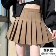 XINBUCKS百褶裙女短裙a字半身裙傘裙春秋高腰顯瘦夏季JK制服裙子冬學(xué)院風(fēng) 卡其色-加長款（抗皺西裝面料） L碼 105-115斤（腰圍74cm）