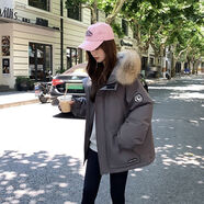 貴蘭姿短款羽絨服女冬季2025年新款小個(gè)子白鴨絨工裝派克服加厚毛領(lǐng)外套 深灰色 M 110-135斤