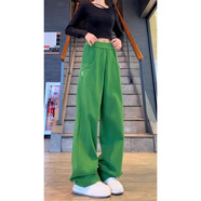 MODX香港女裝時(shí)尚感綠色松緊腰香蕉衛褲闊腿休閑運動(dòng)褲子女2024 常規 綠色(款)【美式衛褲/寬松直 S