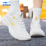 鴻星爾克（ERKE）女鞋運動(dòng)鞋女2026冬季網(wǎng)面透氣跑步鞋子輕便休閑鞋減震跑鞋 微晶白/正黃 35