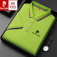 皮爾卡丹（pierre cardin）輕奢高級感短袖t恤男夏季2025新款休閑商務(wù)風半袖體恤衫男裝上衣 果綠 XL 175【建議135-155斤】