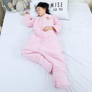 初貝（CHUBEI）大童睡袋嬰兒寶寶小學(xué)生兒童成人春秋冬薄加厚連體睡衣分腿防踢被 中厚有腳套粉紅色 3XL建議身高115-125（130碼）