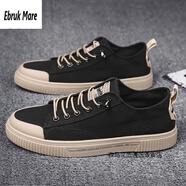 森馬板鞋男鞋春夏季帆布鞋網(wǎng)紅潮鞋2025新款休閑平底懶人布鞋 HHH3黑色 39