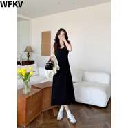 WFKV大碼女裝胖MM2025新款寬松顯瘦襯衣背心裙兩件套中長(zhǎng)款連衣裙子 黑色裙子 3XL 【160-180斤】