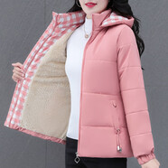 啄木鳥(niǎo)加絨棉服女冬季2025年新款中年時(shí)尚加厚保暖棉外套 粉色 M [建議80-95斤]
