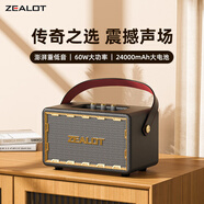 狂熱者（ZEALOT）MT01無(wú)線藍(lán)牙音箱話筒音響60W低音炮手機(jī)家庭KTV復(fù)古派對(duì)聚會(huì)居家桌面便攜式大音量通用高音質(zhì)音響 傳奇之聲大功率【經(jīng)典黑】