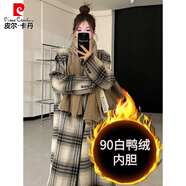 皮爾卡丹（pierre cardin）雙面羊絨大衣女2025冬季新品格子羽絨服內(nèi)膽加厚毛衣外套呢子大衣 格子 M