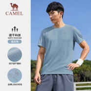 骆驼（CAMEL）运动T恤透气健身衣跑步体恤宽松速干衣短袖上衣夏季 J13BAXN002,墙灰色,男款 XXXL