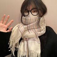 締晶圍巾女士秋冬季2025新款圍脖披肩禮盒生日禮物女生送女朋友老婆 【禮盒裝】A1649 粉白格圍巾 實用走心高級感浪漫驚喜禮物