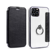 品怡 適用iPhone13翻蓋手機(jī)皮套 蘋果15電鍍TPU指環(huán)透明殼插卡保護(hù)套11 黑色(帶指環(huán)) iPhone6PLUS/6SPLUS