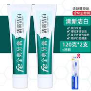 fe金典金典牙膏雪豹fe經(jīng)典牙醫生物酶牙膏105克干刷牙膏早晚裝生物 清新潔白120克*2+牙刷