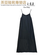 榮西圖雙姐missli店missli連衣裙百褶吊帶裙上衣女人味 黑、 L 【125-140斤】