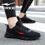 鴻星爾克（ERKE）男鞋跑步鞋男2025秋秋季網(wǎng)面透氣輕便緩震戶外休閑運動鞋男 正黑/大學紅4152 40