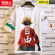 南極人（Nanjiren）海賊王五分袖t恤男學生2024夏季新款流行短袖體恤創(chuàng)意潮流上衣服 1 S