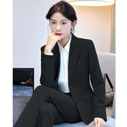 櫻芭妮西裝外套女職業(yè)裝套裝春秋季修身新款OL商務(wù)面試工作服正裝小西服 黑西裝（有袋蓋） 2XL （建議120-129斤）