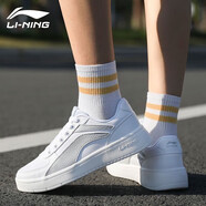 李寧（LI-NING）板鞋女鞋休閑鞋春秋款小白鞋經(jīng)典輕質(zhì)耐磨休閑運(yùn)動(dòng)鞋板鞋女 標(biāo)準(zhǔn)白微晶灰450-1 38