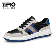 零度Zero官方板鞋男2024新款男士休閑小白鞋低幫舒適百搭鞋子潮流 黑藍 41