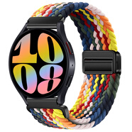 牧后三星watch6表帶編織三星手表watch6表帶尼龍彈力classic三星watch5pro透氣表帶 【七彩色】磁吸金屬扣 適用【三星GearS3】+鋼化膜