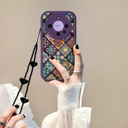 捷思碼五彩圖騰適用華為mate60pro+手機(jī)殼新款P70女mate70國(guó)風(fēng)小羊皮40榮耀200掛繩100復(fù)古50防摔30套nov 【紫色-小羊皮】KLH01五彩圖騰+黑色愛心掛繩 華為 Mate 7