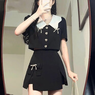 菲尼東爵夏季鹽系穿搭高級感御姐輕熟風港味小個子辣妹上衣短裙兩件套裝女 01款上衣+裙 S