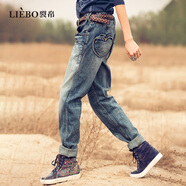 裂帛2025秋季新款刺繡民族風(fēng)時(shí)尚百搭設計師款牛仔褲長(cháng)褲 牛仔藍 常規 29