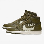 耐克（NIKE）新款男鞋籃球鞋倒鉤AIR JORDAN 1 AJ1 高幫紫鉤藍紅拼接運動鞋 555088-300 橄欖綠 42