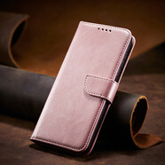 鴻偉科適用于oppo r17手機(jī)殼17pro全包15x皮套標(biāo)準(zhǔn)版防摔11splus夢(mèng)境版R9plus新款R7翻蓋式皮套保護(hù)外套 帶扣小牛紋皮套-粉色 oppoR17