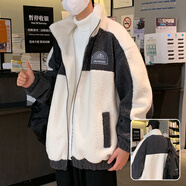 摘星少年衣服秋冬季羊羔絨棉衣外套羊羔毛加絨加厚寬松棉襖男生冬裝棉服 米白A【立領(lǐng)】現(xiàn)貨 3XL