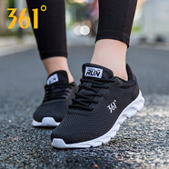 361°女鞋運動鞋女新款飛織網(wǎng)面透氣休閑網(wǎng)鞋子361度跑步鞋 2266烏黑色/白 36