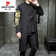 皮爾卡丹（pierre cardin）中國風(fēng)唐裝漢服披風(fēng)男古風(fēng)復古中式外套男裝風(fēng)衣古裝長(cháng)衫長(cháng)袍禪服 金龍款 2XL