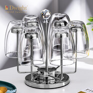 德韋特（DWIGHT）高檔耐熱水晶玻璃杯套裝雙層隔熱龍井泡綠茶杯家用加厚喝水杯子 375ml雙層杯*6+杯架